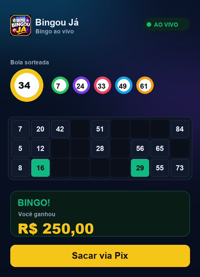 Bingou Já — bingo ao vivo